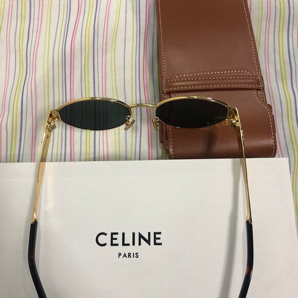 Celine Sunglasses Triomphe Gold Metal Oval - Picture 3 of 6